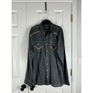 Buckle Black Mens Authentic Fit Button Shirt Size XL